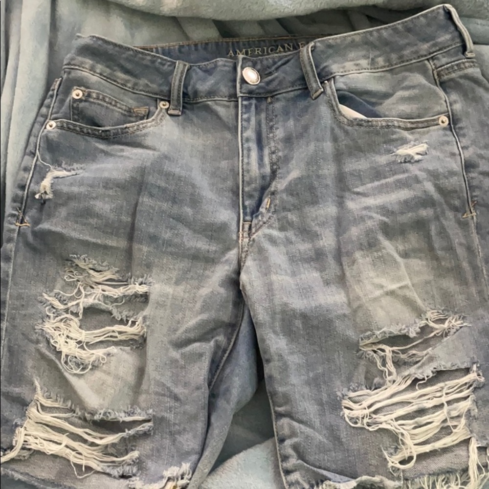 Knee length denim shorts